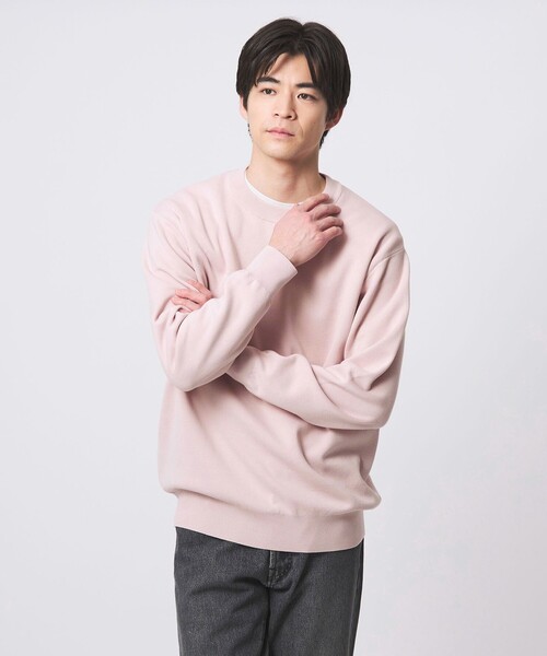 green label relaxing（グリーンレーベルリラクシング）の「コットン シルク ミラノリブ クルーネック ニット（ニット/セーター・メンズ・ライトピンク/ダークグレー/ライトグレー・S/L/M/XL）」の5枚目の写真