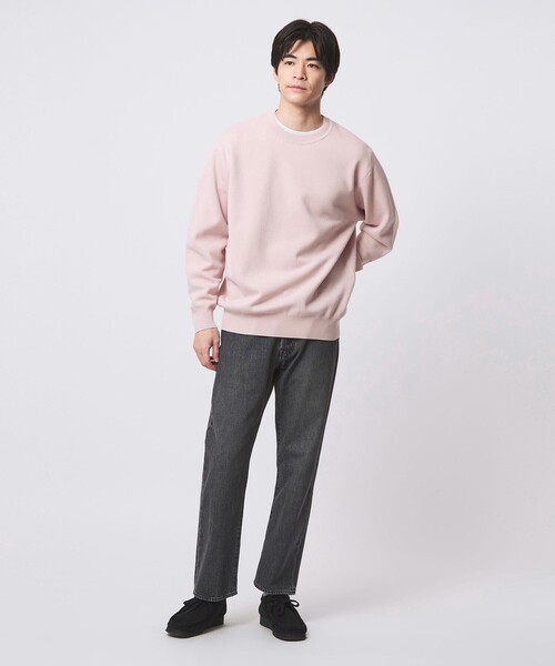 green label relaxing（グリーンレーベルリラクシング）の「コットン シルク ミラノリブ クルーネック ニット（ニット/セーター・メンズ・ライトピンク/ダークグレー/ライトグレー・S/L/M/XL）」の6枚目の写真