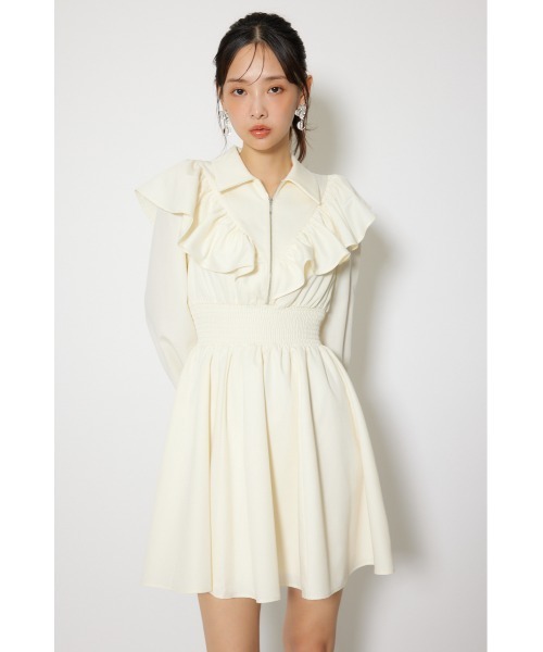rienda(リエンダ)の「フロントジップフリルミニシャツワンピース 冬服 春服(シャツワンピース・レディース・ホワイト/ライトブルー/ブラック・MEDIUM/SMALL)」の11枚目の写真