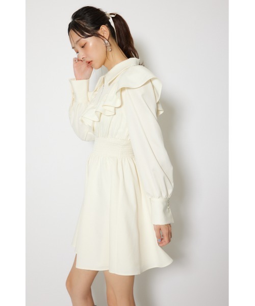 rienda(リエンダ)の「フロントジップフリルミニシャツワンピース 冬服 春服(シャツワンピース・レディース・ホワイト/ライトブルー/ブラック・MEDIUM/SMALL)」の12枚目の写真