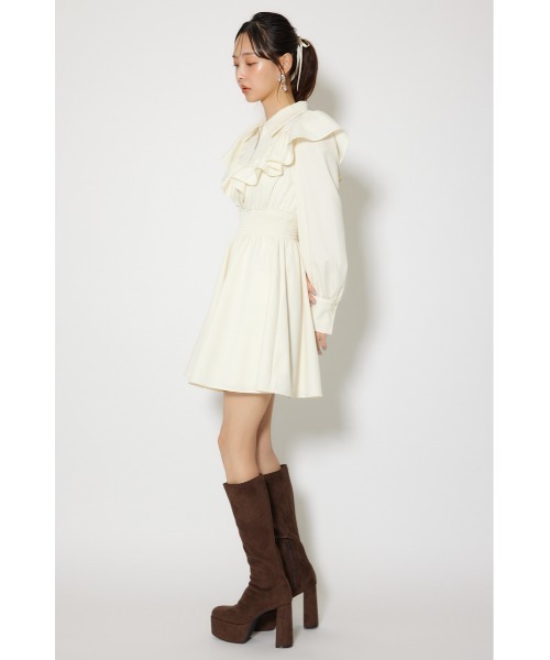 rienda(リエンダ)の「フロントジップフリルミニシャツワンピース 冬服 春服(シャツワンピース・レディース・ホワイト/ライトブルー/ブラック・MEDIUM/SMALL)」の14枚目の写真