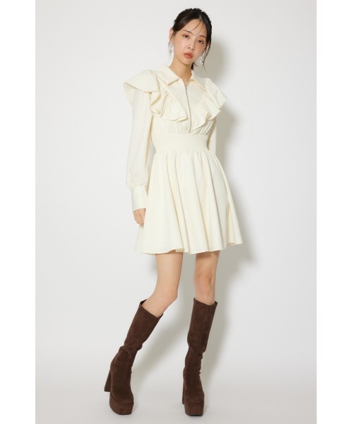 rienda(リエンダ)の「フロントジップフリルミニシャツワンピース 冬服 春服(シャツワンピース・レディース・ホワイト/ライトブルー/ブラック・MEDIUM/SMALL)」の15枚目の写真