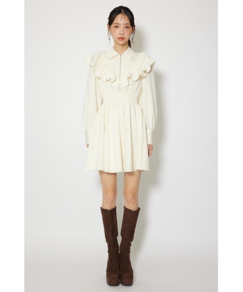 rienda(リエンダ)の「フロントジップフリルミニシャツワンピース 冬服 春服(シャツワンピース・レディース・ホワイト/ライトブルー/ブラック・MEDIUM/SMALL)」の16枚目の写真