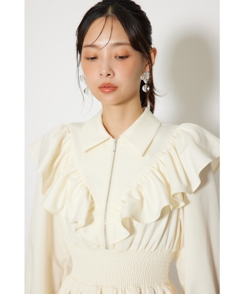 rienda(リエンダ)の「フロントジップフリルミニシャツワンピース 冬服 春服(シャツワンピース・レディース・ホワイト/ライトブルー/ブラック・MEDIUM/SMALL)」の19枚目の写真