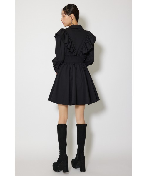 rienda(リエンダ)の「フロントジップフリルミニシャツワンピース 冬服 春服(シャツワンピース・レディース・ホワイト/ライトブルー/ブラック・MEDIUM/SMALL)」の9枚目の写真