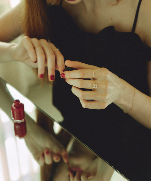 odul（オジュール）の「《WEB限定/追加》ODUL SLOBE別注 スクエアカットリング（リング・レディース・スカイブルー/ブラック/ホワイト・FREE/11/13）」の4枚目の写真