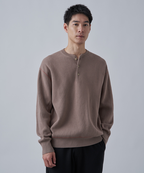 B.C STOCK（ベーセーストック）の「《追加》【ANTS & ELEPHANTS】2トーン スウェットライクヘンリーネックニット（ニット/セーター・メンズ・ブラック/グレー/ネイビー/グリーン/ベージュ系その他・LARGE/MEDIUM）」の11枚目の写真