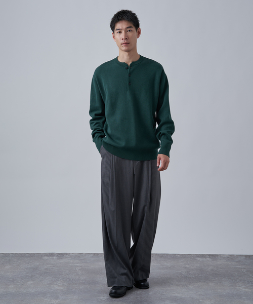 B.C STOCK（ベーセーストック）の「《追加》【ANTS & ELEPHANTS】2トーン スウェットライクヘンリーネックニット（ニット/セーター・メンズ・ブラック/グレー/ネイビー/グリーン/ベージュ系その他・LARGE/MEDIUM）」の14枚目の写真