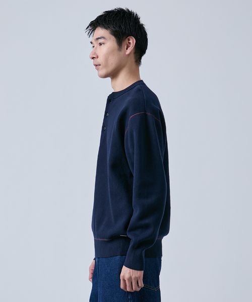 B.C STOCK（ベーセーストック）の「《追加》【ANTS & ELEPHANTS】2トーン スウェットライクヘンリーネックニット（ニット/セーター・メンズ・ブラック/グレー/ネイビー/グリーン/ベージュ系その他・LARGE/MEDIUM）」の20枚目の写真