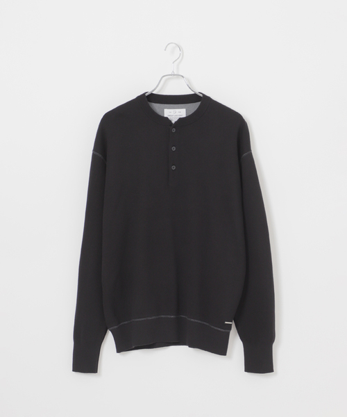 B.C STOCK（ベーセーストック）の「《追加》【ANTS & ELEPHANTS】2トーン スウェットライクヘンリーネックニット（ニット/セーター・メンズ・ブラック/グレー/ネイビー/グリーン/ベージュ系その他・LARGE/MEDIUM）」の22枚目の写真