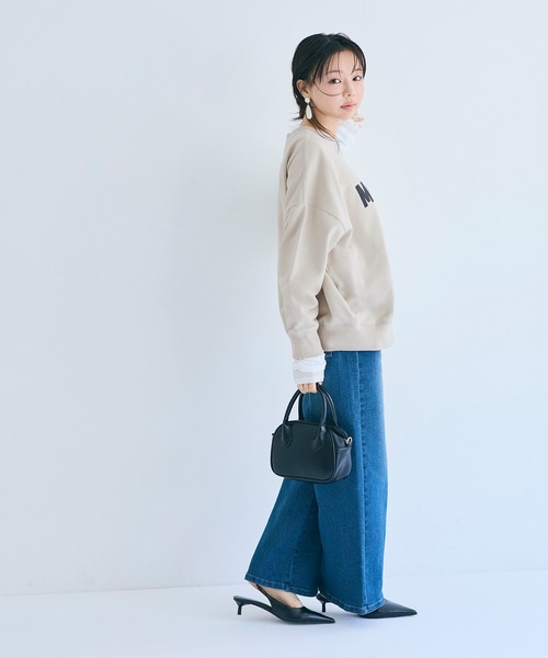 coca(coca)(コカ)の「ワッペン刺繍裏毛トレーナー(スウェット・レディース・ライトブルー/ブラック/ネイビー/ライトベージュ・S/M/L)」の15枚目の写真