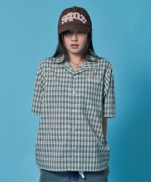 SEQUENZ（シークエンズ）の「【sqnz（エスキュンズ）】sqnz APPLIQUE CHECK SHIRTS / ユニセックス シャツ チェック 半袖 ポケット 刺繍  ワッペン（シャツ/ブラウス）」