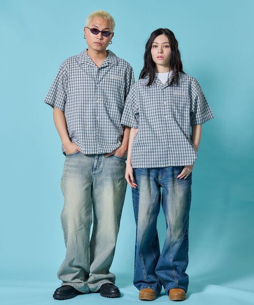 SEQUENZ(シークエンズ)の「※WEB限定 / ワッペン刺繍 / チェック半袖シャツ / sqnz applique check shirts(シャツ/ブラウス・メンズ・グリーン/ピンク/ブルー/ライトブルー/ブラック・SMALL/LARGE/MEDIUM)」の6枚目の写真