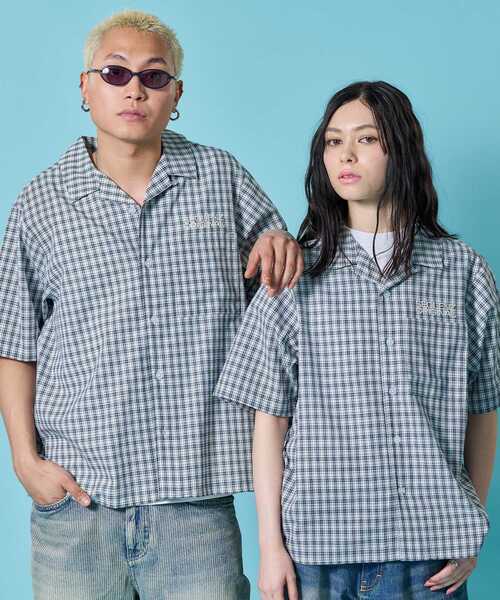 SEQUENZ(シークエンズ)の「※WEB限定 / ワッペン刺繍 / チェック半袖シャツ / sqnz applique check shirts(シャツ/ブラウス・メンズ・グリーン/ピンク/ブルー/ライトブルー/ブラック・SMALL/LARGE/MEDIUM)」の7枚目の写真