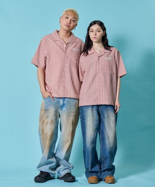 SEQUENZ(シークエンズ)の「※WEB限定 / ワッペン刺繍 / チェック半袖シャツ / sqnz applique check shirts(シャツ/ブラウス・メンズ・グリーン/ピンク/ブルー/ライトブルー/ブラック・SMALL/LARGE/MEDIUM)」の9枚目の写真