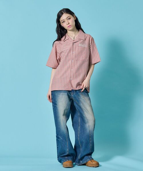 SEQUENZ(シークエンズ)の「※WEB限定 / ワッペン刺繍 / チェック半袖シャツ / sqnz applique check shirts(シャツ/ブラウス・メンズ・グリーン/ピンク/ブルー/ライトブルー/ブラック・SMALL/LARGE/MEDIUM)」の12枚目の写真