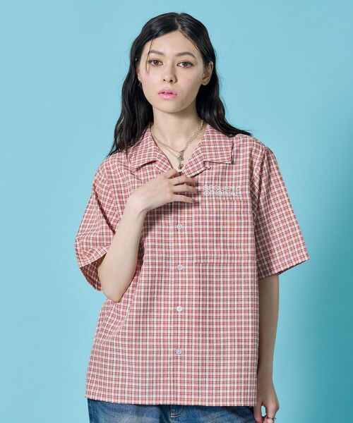 SEQUENZ(シークエンズ)の「※WEB限定 / ワッペン刺繍 / チェック半袖シャツ / sqnz applique check shirts(シャツ/ブラウス・メンズ・グリーン/ピンク/ブルー/ライトブルー/ブラック・SMALL/LARGE/MEDIUM)」の13枚目の写真