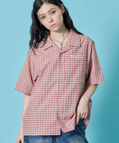 SEQUENZ(シークエンズ)の「※WEB限定 / ワッペン刺繍 / チェック半袖シャツ / sqnz applique check shirts(シャツ/ブラウス・メンズ・グリーン/ピンク/ブルー/ライトブルー/ブラック・SMALL/LARGE/MEDIUM)」の14枚目の写真