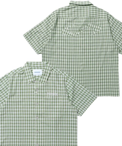SEQUENZ(シークエンズ)の「※WEB限定 / ワッペン刺繍 / チェック半袖シャツ / sqnz applique check shirts(シャツ/ブラウス・メンズ・グリーン/ピンク/ブルー/ライトブルー/ブラック・SMALL/LARGE/MEDIUM)」の18枚目の写真