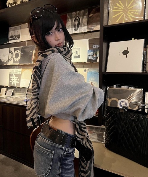 inst.ALL(インストール)の「春も使える!デコルテリブニット切り替えトップス(パーカー・レディース・グレー/ブラック・M)」の8枚目の写真