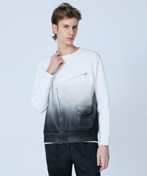 5351 POUR LES HOMMES（ゴーサンゴーイチプールオム）の「【ライダース】長袖 スウェットTシャツ（Tシャツ/カットソー・メンズ・ホワイト/ブラック・44/46/48/50）」の4枚目の写真