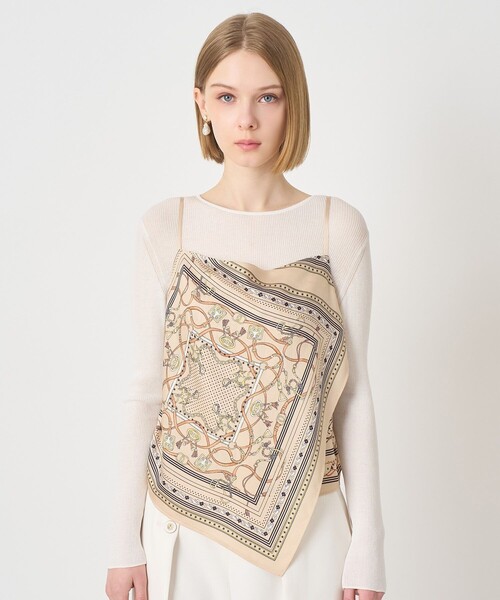 ANAYI（アナイ）の「【セットアップ対応商品】スカーフプリントキャミソール（その他トップス・レディース・オフホワイト/ネイビー/ベージュ・38）」の4枚目の写真