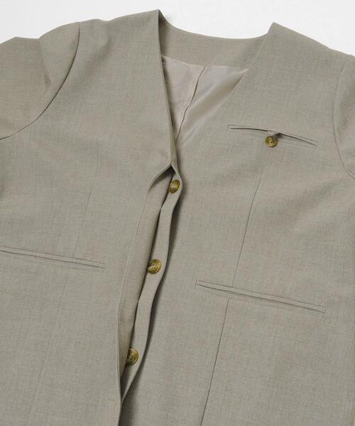 KBF（ケイビーエフ）の「ノーカラーデザインジャケット（ノーカラージャケット・レディース・グレー系その他/ブラウン系その他・ONE）」の15枚目の写真