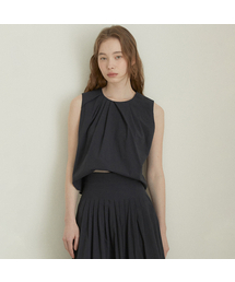 LARGO（ラルゴ）の「Pintuck sleeveless blouse (navy)（シャツ/ブラウス）」