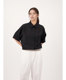 See Through Cropped Shirt _Black