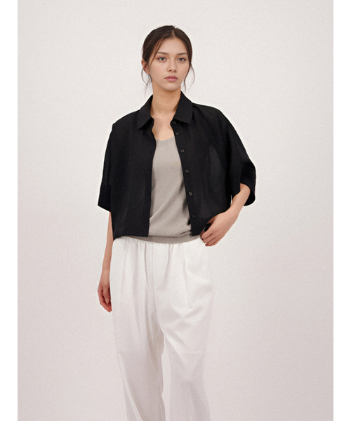 ACUD（アクド）の「See Through Cropped Shirt _Black（シャツ/ブラウス・レディース・ブラック・FREE）」の3枚目の写真