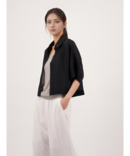 ACUD（アクド）の「See Through Cropped Shirt _Black（シャツ/ブラウス・レディース・ブラック・FREE）」の4枚目の写真