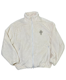 Cross Logo Fleece Zip-Up Jacket ((cream))