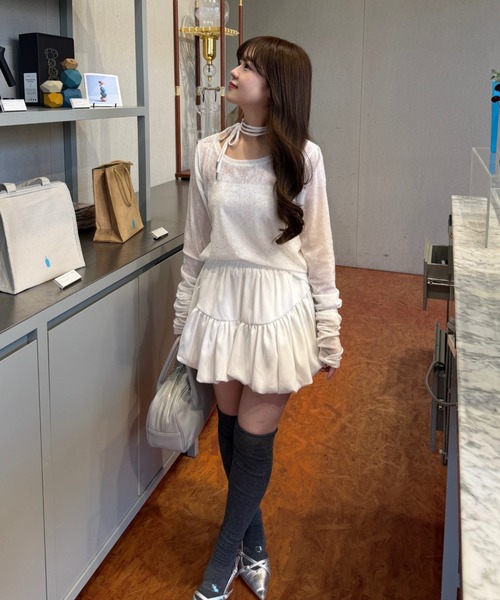 mellowneon(メロウネオン)の「シアーベロアビジュートップス(Tシャツ/カットソー・レディース・ホワイト/ピンク/ブルーグレー・FREE)」の16枚目の写真