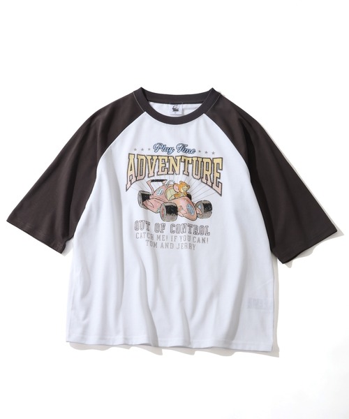 Tom＆Jerry（トムアンドジェリー）の「【Tom & Jerry/トム & ジェリー】ヴィンテージ ラグラン カレッジT（Tシャツ/カットソー・レディース・グレー系2/オフホワイト/クリーム/グレー系1・L/M）」の5枚目の写真