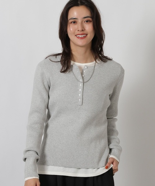 LAKOLE（ラコレ）の「14ゲージヘンリーネックニットプルオーバー / 639733（ニット/セーター・レディース・ブルー系その他/杢グレー/ブラック/アイボリー・FREE）」の4枚目の写真
