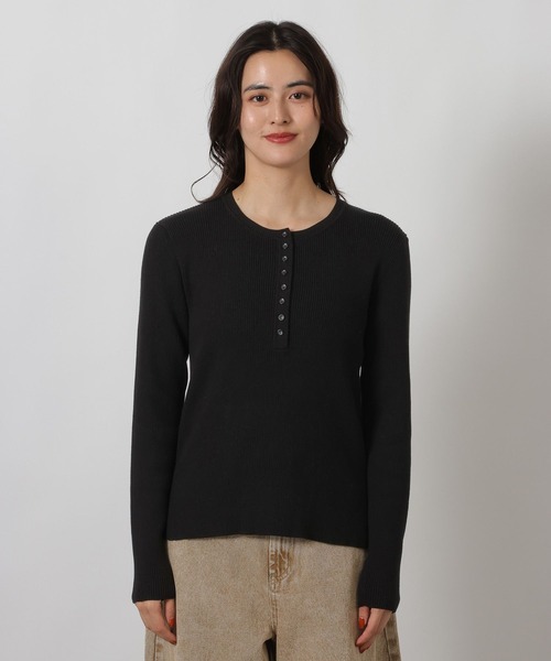 LAKOLE（ラコレ）の「14ゲージヘンリーネックニットプルオーバー / 639733（ニット/セーター・レディース・ブルー系その他/杢グレー/ブラック/アイボリー・FREE）」の5枚目の写真