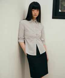 MUSINSA STANDARD WOMAN | ウィメンズストライプスリムフィットシャツ[グレー](シャツ/ブラウス)