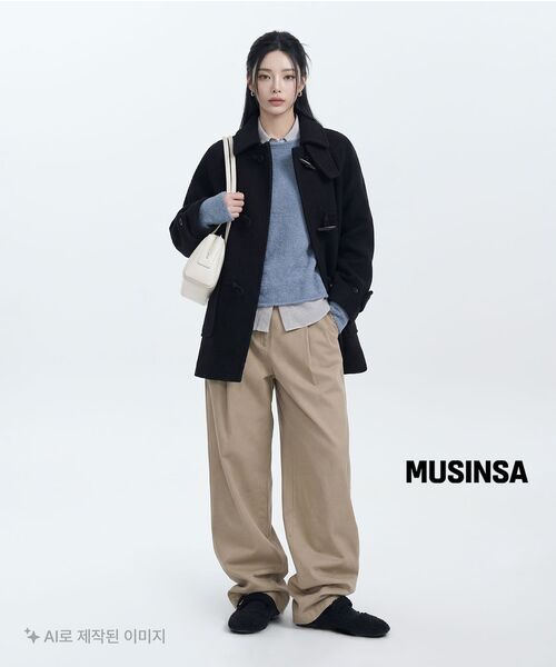 MUSINSA STANDARD WOMAN（ムシンサスタンダードウーマン）の「ウィメンズストライプスリムフィットシャツ[グレー]（シャツ/ブラウス・レディース・その他・SMALL/MEDIUM/LARGE/X-SMALL/X-LARGE）」の5枚目の写真