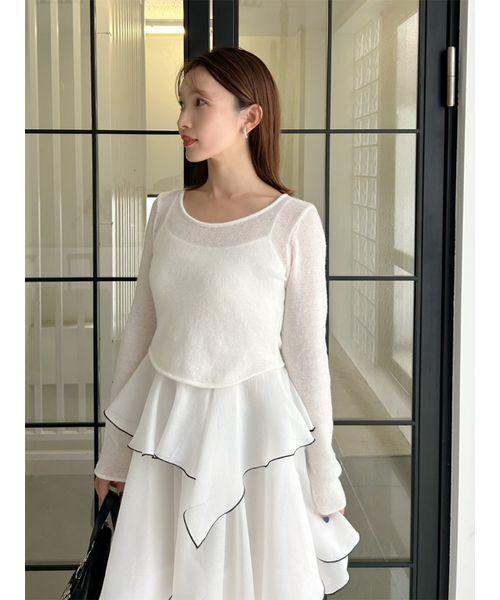 SNIDEL（スナイデル）の「シアーイレヘムニットコンビワンピース（ワンピース・レディース・ライトブルー/ホワイト/ネイビー・1/0）」の9枚目の写真