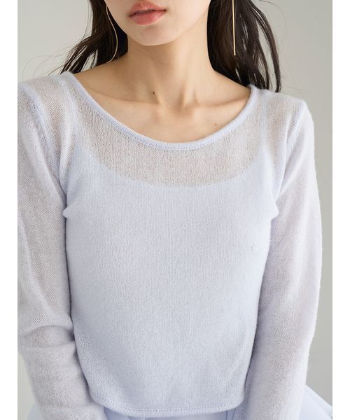 SNIDEL（スナイデル）の「シアーイレヘムニットコンビワンピース（ワンピース・レディース・ライトブルー/ホワイト/ネイビー・1/0）」の13枚目の写真