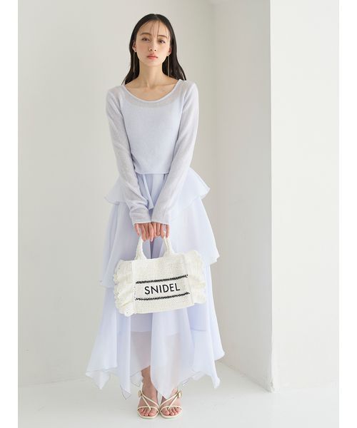 SNIDEL（スナイデル）の「シアーイレヘムニットコンビワンピース（ワンピース・レディース・ライトブルー/ホワイト/ネイビー・1/0）」の19枚目の写真