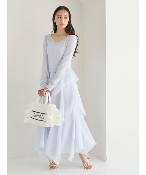 SNIDEL（スナイデル）の「シアーイレヘムニットコンビワンピース（ワンピース・レディース・ライトブルー/ホワイト/ネイビー・1/0）」の20枚目の写真