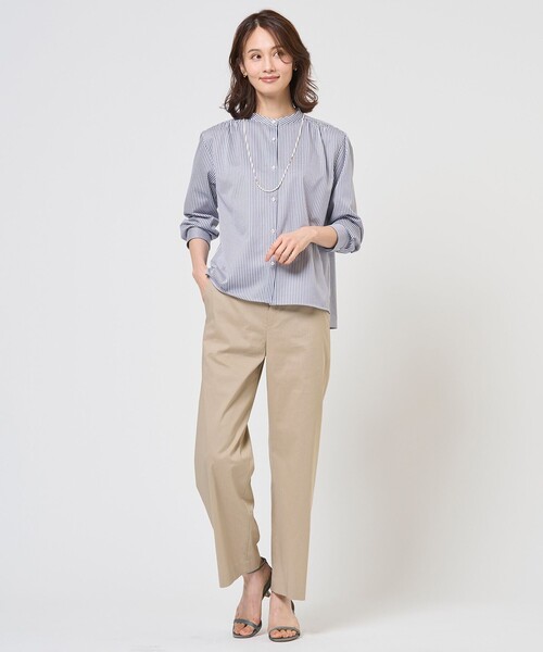 J.PRESS(ジェイプレス)の「ストライプジャガード バンドカラー カットソー(Tシャツ/カットソー・レディース・スカイブルー系1/ネイビー系1/黄土色系1・LARGE/MEDIUM)」の6枚目の写真