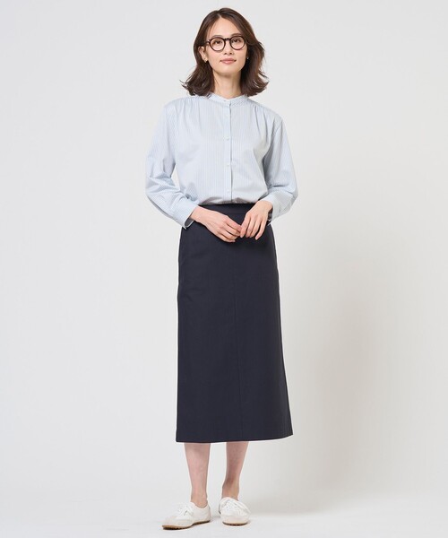 J.PRESS(ジェイプレス)の「ストライプジャガード バンドカラー カットソー(Tシャツ/カットソー・レディース・スカイブルー系1/ネイビー系1/黄土色系1・LARGE/MEDIUM)」の8枚目の写真