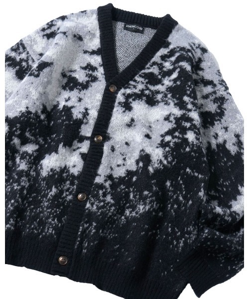 NOIZY(ノイジー)の「Abstract Shaggy Cardigan / 総柄 シャギーニット カーディガン(カーディガン/ボレロ・メンズ・ブラック/ワインレッド/ブルー・MEDIUM/LARGE)」の5枚目の写真