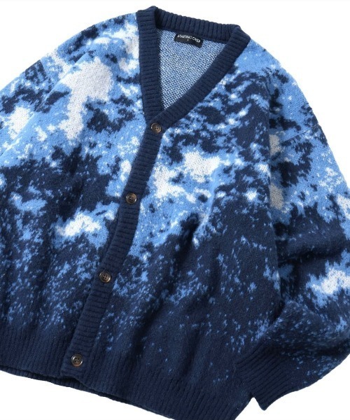 NOIZY(ノイジー)の「Abstract Shaggy Cardigan / 総柄 シャギーニット カーディガン(カーディガン/ボレロ・メンズ・ブラック/ワインレッド/ブルー・MEDIUM/LARGE)」の7枚目の写真