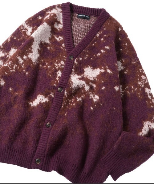 NOIZY(ノイジー)の「Abstract Shaggy Cardigan / 総柄 シャギーニット カーディガン(カーディガン/ボレロ・メンズ・ブラック/ワインレッド/ブルー・MEDIUM/LARGE)」の9枚目の写真