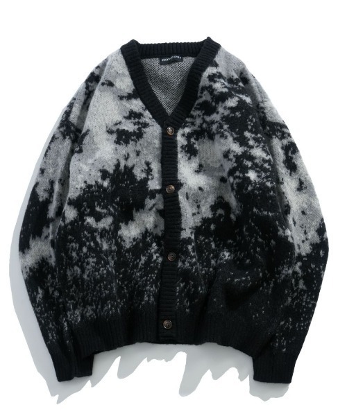NOIZY(ノイジー)の「Abstract Shaggy Cardigan / 総柄 シャギーニット カーディガン(カーディガン/ボレロ・メンズ・ブラック/ワインレッド/ブルー・MEDIUM/LARGE)」の10枚目の写真