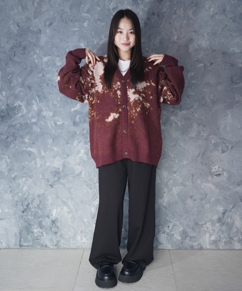 NOIZY(ノイジー)の「Abstract Shaggy Cardigan / 総柄 シャギーニット カーディガン(カーディガン/ボレロ・メンズ・ブラック/ワインレッド/ブルー・MEDIUM/LARGE)」の17枚目の写真