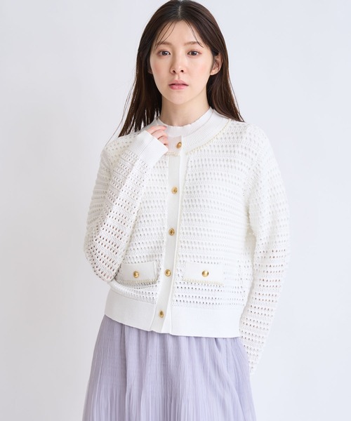 NOELA（ノエラ）の「パールニットアンサンブル（カーディガン/ボレロ・レディース・ネイビー/オフホワイト/ピンク・フリー）」の4枚目の写真